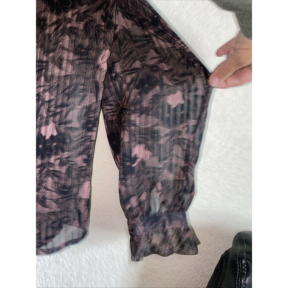 Vintage La Chine Sheer shirt Paisley Stripes Ruffle 14 mob Goth dark whimsical - Picture 8 of 12